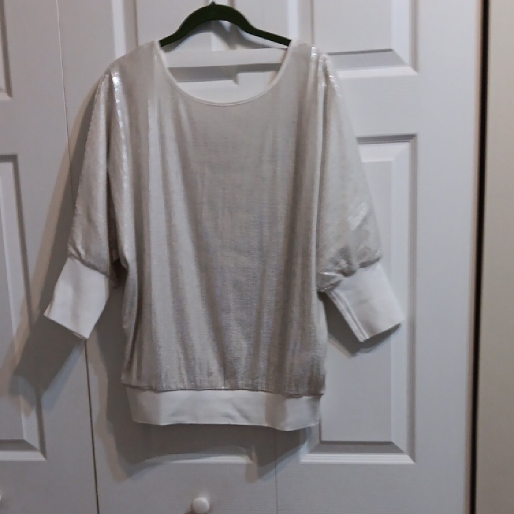Shimmering White Sequin Lined Top($5 Is The Lowest Price)
